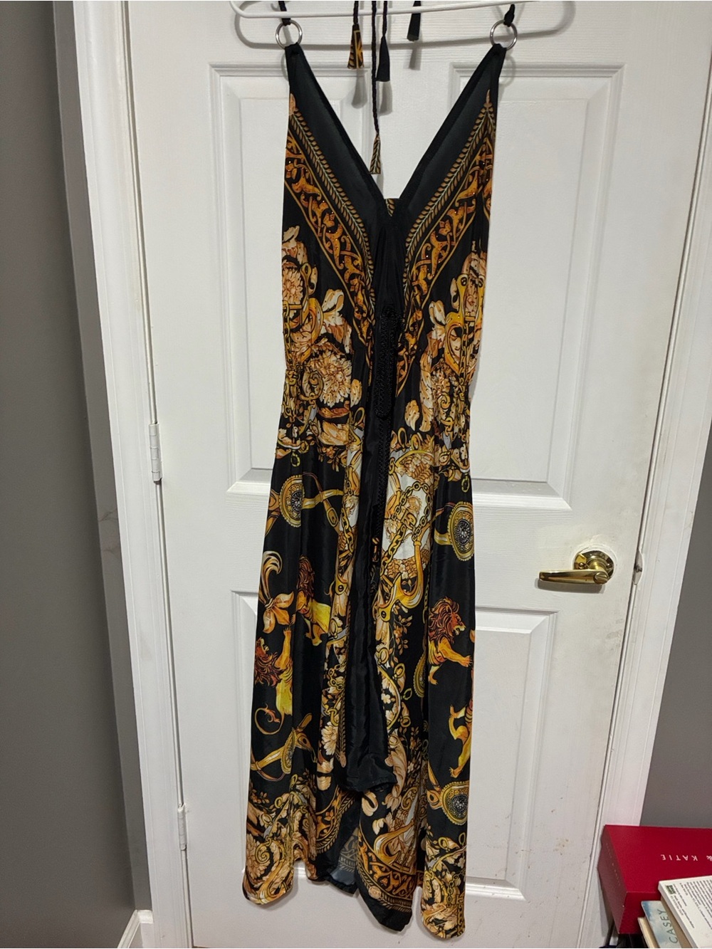 Black & Gold Printed Maxi Dress